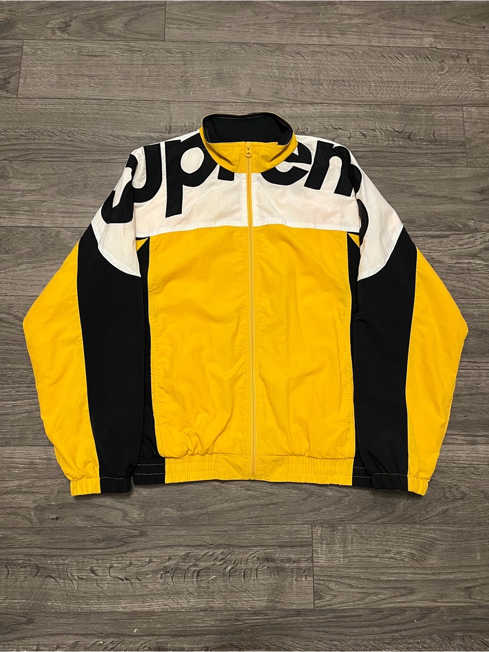 A Yellow Black White Colorblock Track Jacket